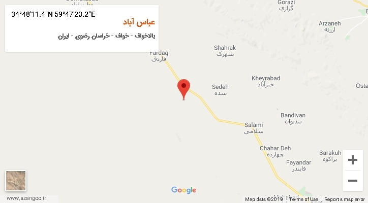 روستای عباس آباد بر روی نقشه