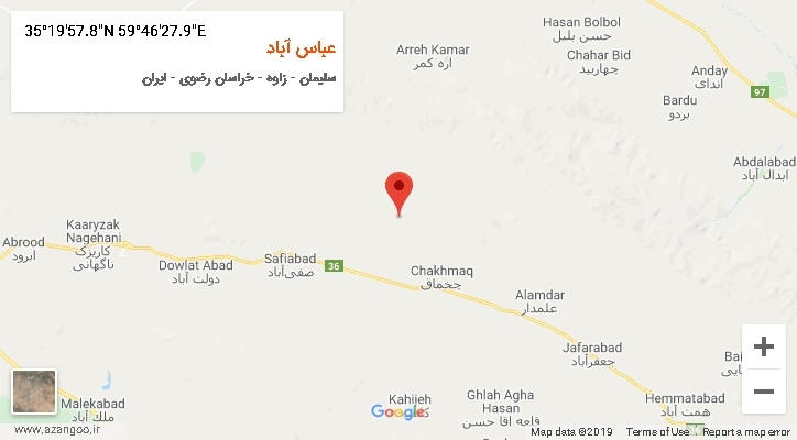 روستای عباس آباد بر روی نقشه