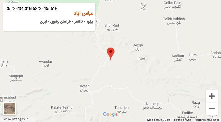 روستای عباس آباد بر روی نقشه