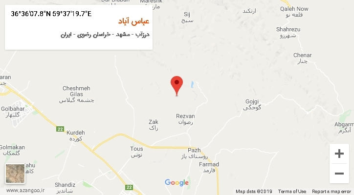 روستای عباس آباد بر روی نقشه