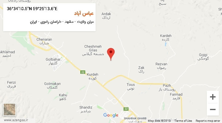 روستای عباس آباد بر روی نقشه