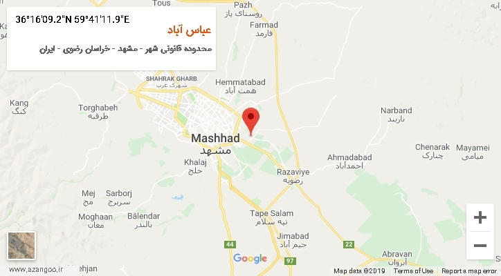 روستای عباس آباد بر روی نقشه