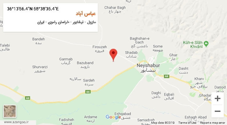 روستای عباس آباد بر روی نقشه