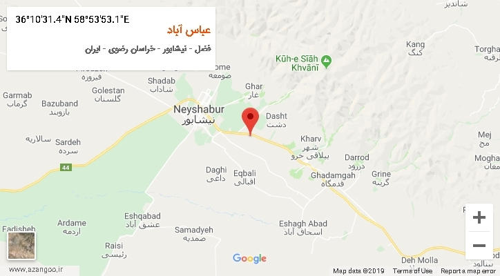 روستای عباس آباد بر روی نقشه