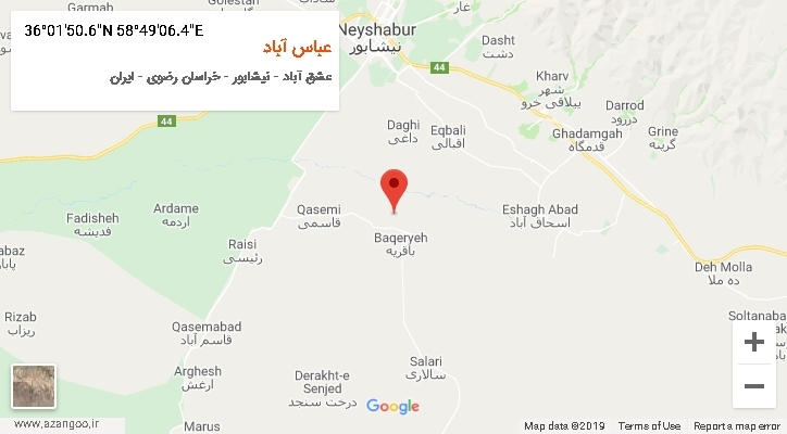روستای عباس آباد بر روی نقشه