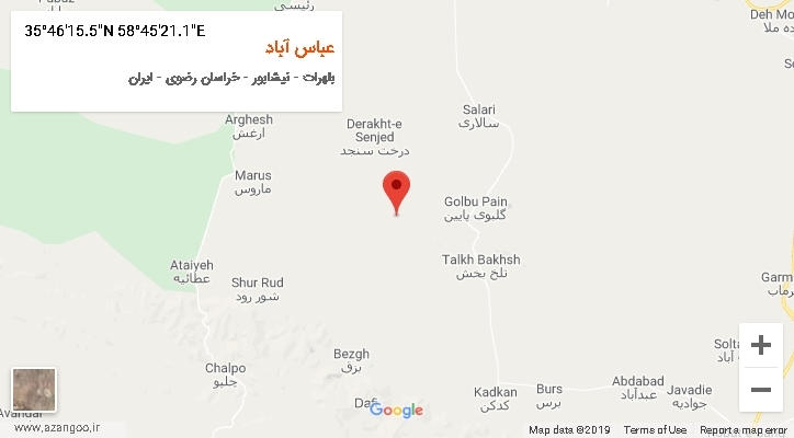 روستای عباس آباد بر روی نقشه