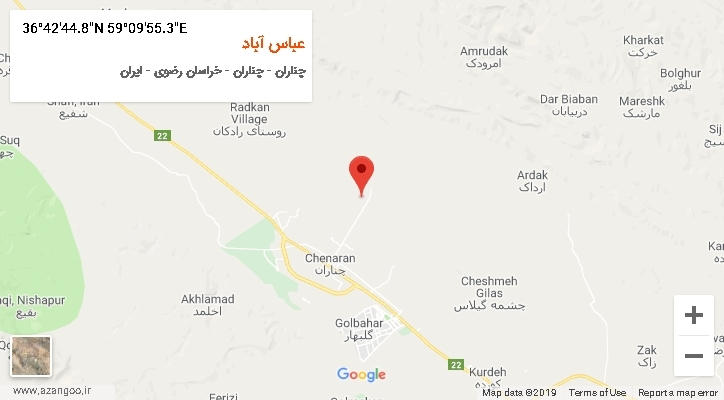 روستای عباس آباد بر روی نقشه
