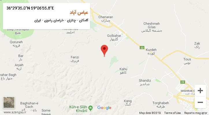 روستای عباس آباد بر روی نقشه