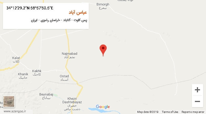 روستای عباس آباد بر روی نقشه