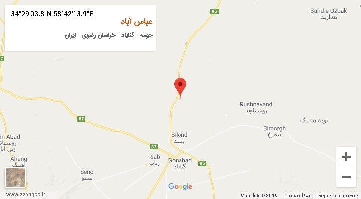 روستای عباس آباد بر روی نقشه