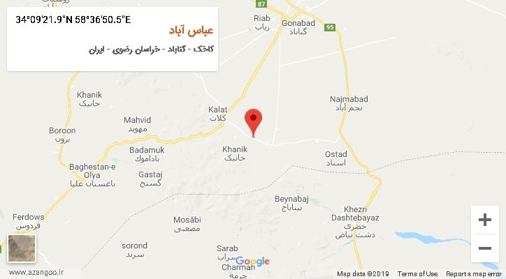 روستای عباس آباد بر روی نقشه