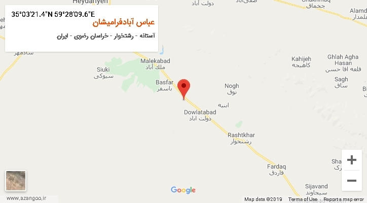 روستای عباس آبادفرامیشان بر روی نقشه