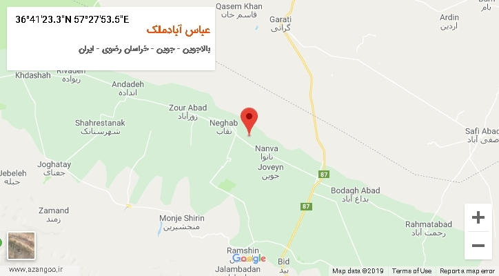روستای عباس آبادملک بر روی نقشه