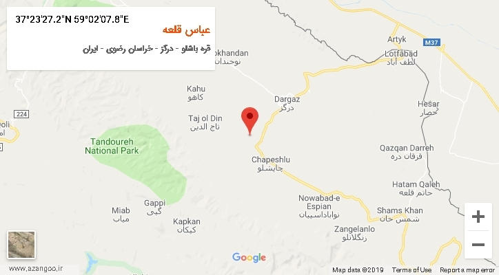 روستای عباس قلعه بر روی نقشه