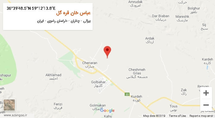 روستای عباس خان قره گل بر روی نقشه