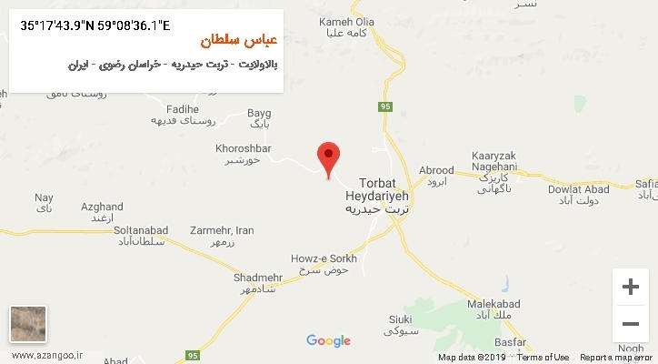 روستای عباس سلطان بر روی نقشه