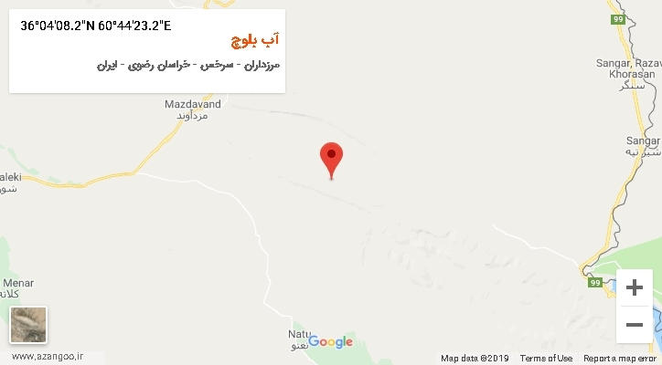 روستای آب بلوچ بر روی نقشه
