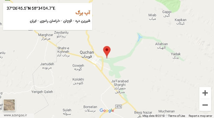 روستای آب برگ بر روی نقشه