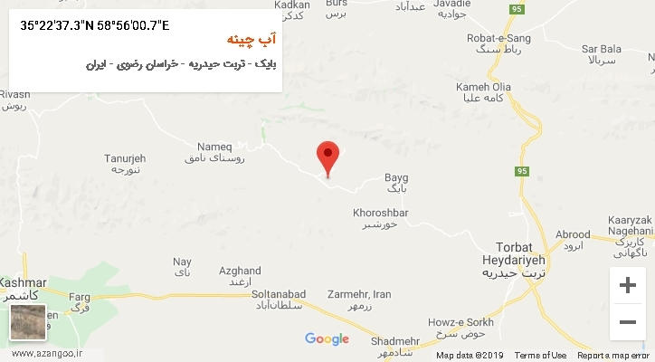 روستای آب چینه بر روی نقشه