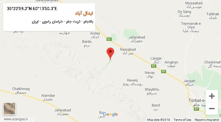 روستای ابدال آباد بر روی نقشه