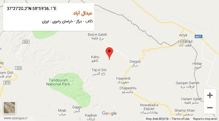 روستای عبدال آباد بر روی نقشه