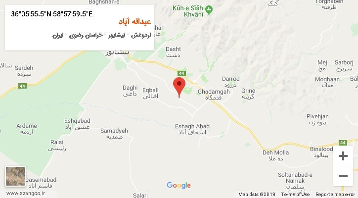 روستای عبداله آباد بر روی نقشه