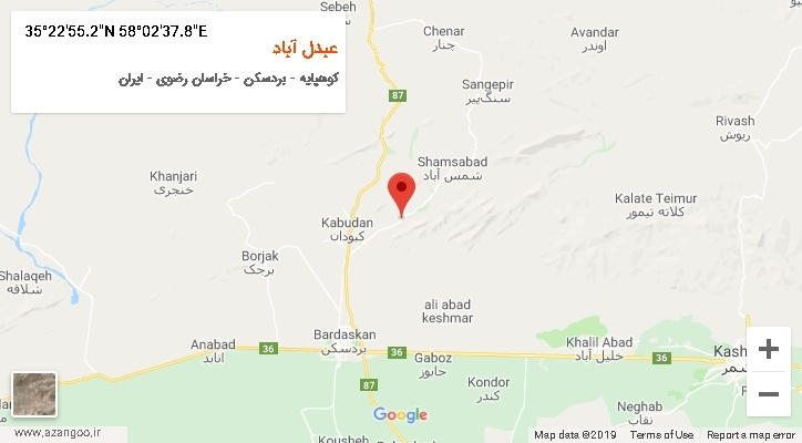 روستای عبدل آباد بر روی نقشه