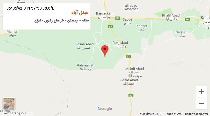 روستای عبدل آباد بر روی نقشه