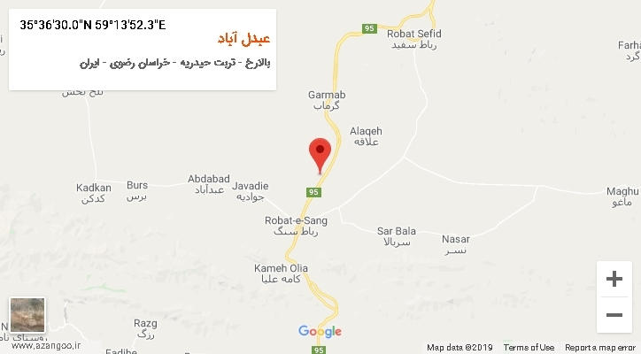 روستای عبدل آباد بر روی نقشه