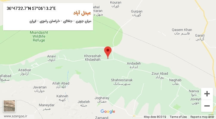 روستای عبدل آباد بر روی نقشه