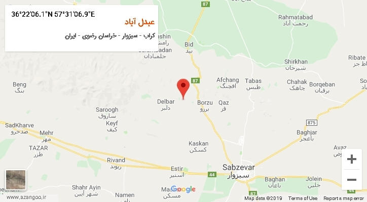 روستای عبدل آباد بر روی نقشه