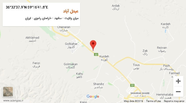 روستای عبدل آباد بر روی نقشه