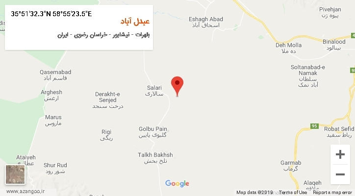 روستای عبدل آباد بر روی نقشه