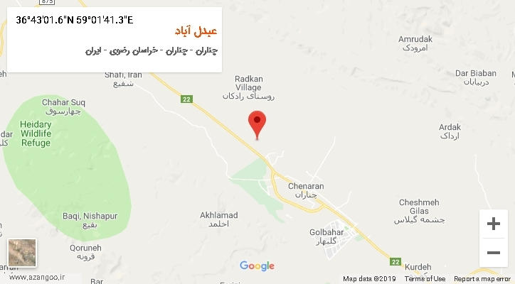 روستای عبدل آباد بر روی نقشه