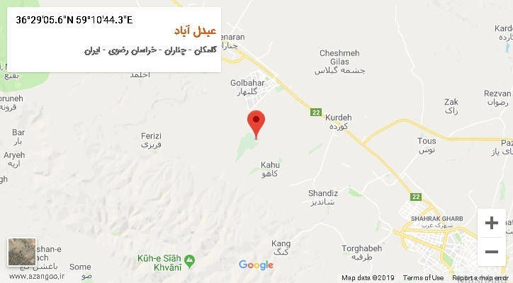 روستای عبدل آباد بر روی نقشه