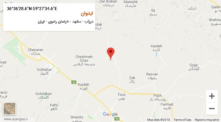 روستای ابدوان بر روی نقشه