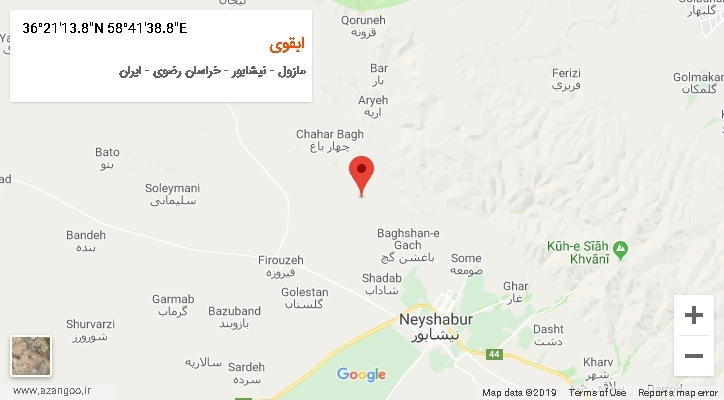 روستای ابقوی بر روی نقشه