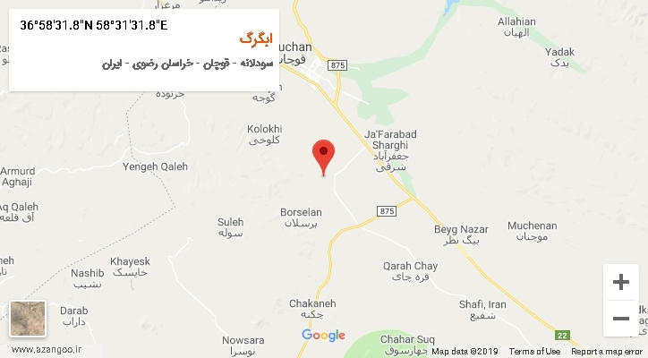 روستای ابگرگ بر روی نقشه