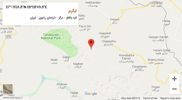 روستای ابگرم بر روی نقشه
