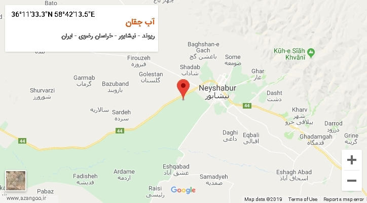 روستای آب جقان بر روی نقشه