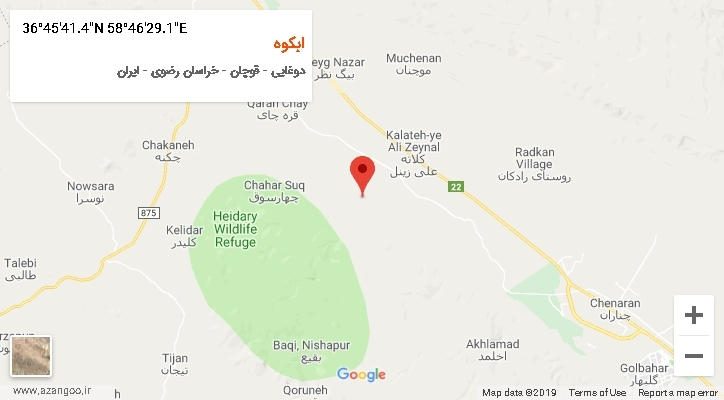 روستای ابکوه بر روی نقشه