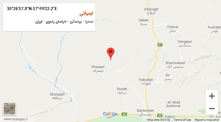 روستای ابمیانی بر روی نقشه