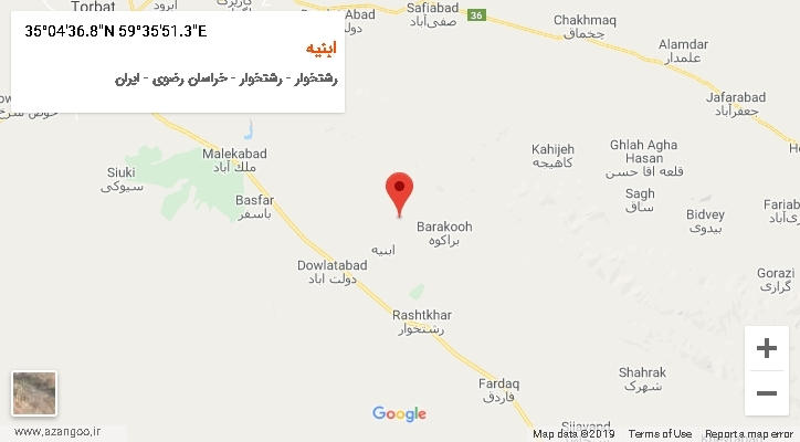 روستای ابنیه بر روی نقشه