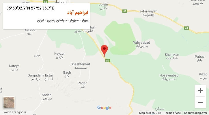 روستای ابراهیم آباد بر روی نقشه