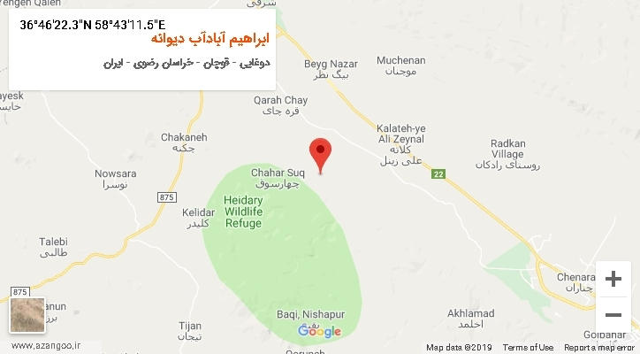 روستای ابراهیم آبادآب دیوانه بر روی نقشه