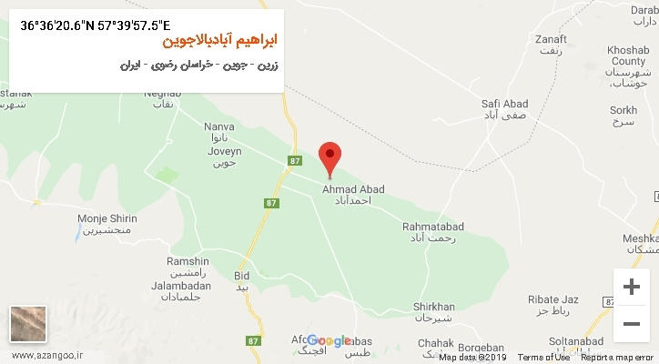 روستای ابراهیم آبادبالاجوین بر روی نقشه