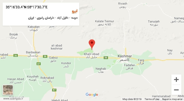 روستای ابرو بر روی نقشه