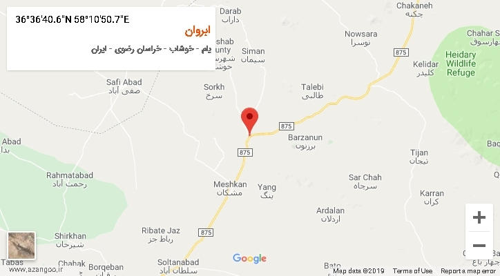 روستای ابروان بر روی نقشه