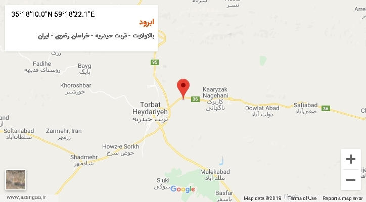 روستای ابرود بر روی نقشه