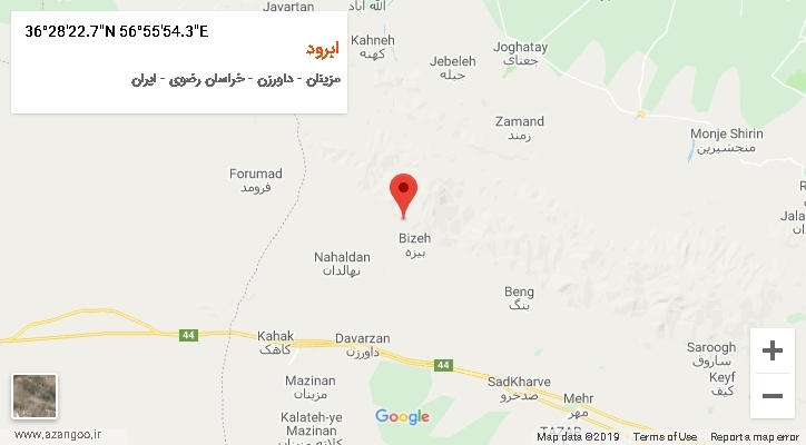 روستای ابرود بر روی نقشه